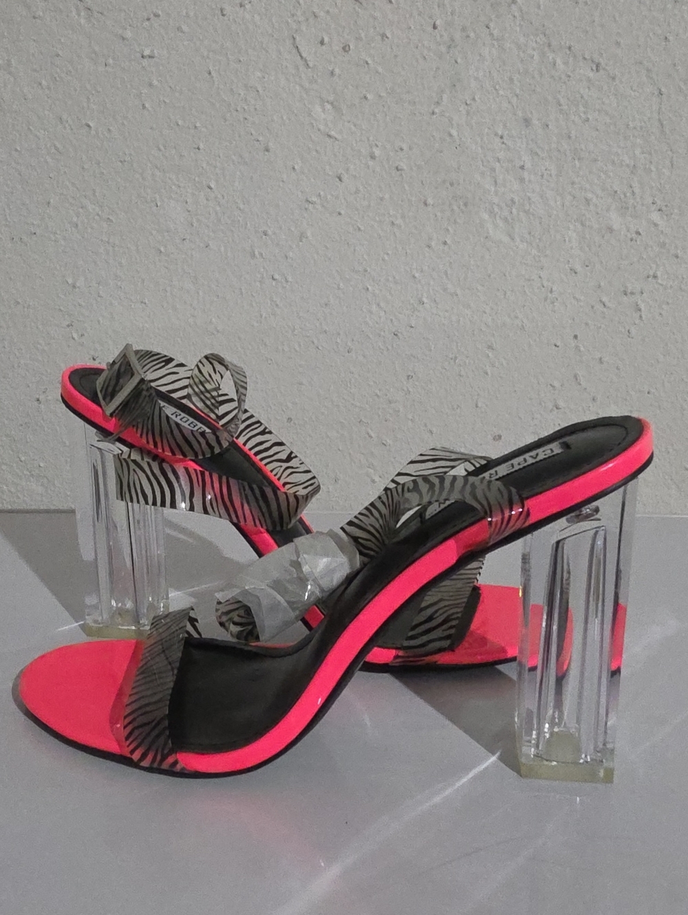 Cape Robbin Neon Pink Sandals with Zebra Straps Sz. 10 - Picture 3 of 5